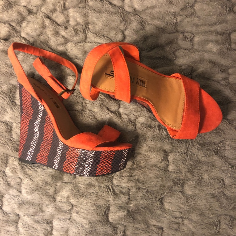 Leila Stone burnt orange wedges 6.5M